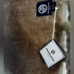 NWT Jonathan Adler throw blanket striped tie die mohair cream white tan fringe